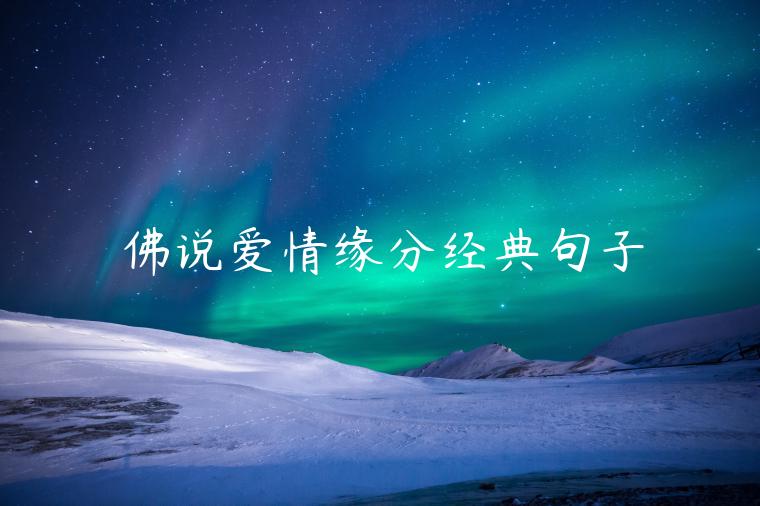 佛說愛情緣分經典句子
