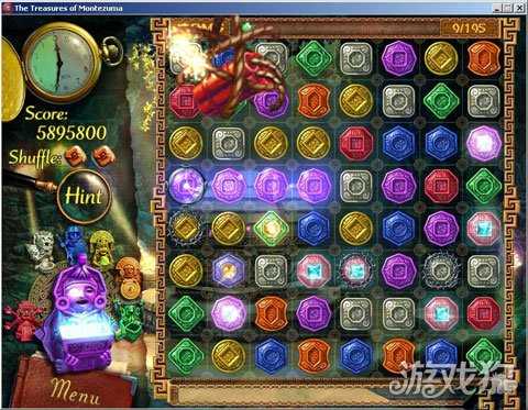 蒙特祖瑪?shù)膶毑毓ヂ?作弊秘籍詳細(xì)介紹(2)_蒙特祖瑪?shù)膶毑毓ヂ怨ヂ?> </p>   </p><p>	如何獲得道具</p><p>	前提是商店里已經(jīng)出現(xiàn)此道具.</p><p>	標(biāo)準(zhǔn)道具:一次消掉4個磚塊可以獲得一個標(biāo)準(zhǔn)道具,種類和位置均隨機(jī).(見下圖)</p><p>	<img  border=