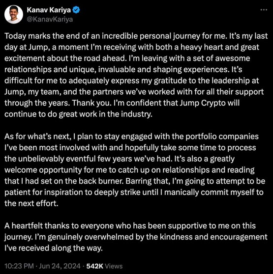 不堪CFTC調查?Jump Crypto CEO Kanav Kariya離職