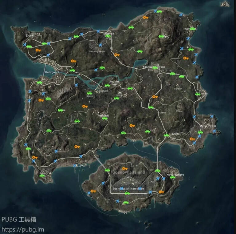 絕地求生地圖刷車及密室點位分享 PUBG地圖密室及車輛刷新點位一覽